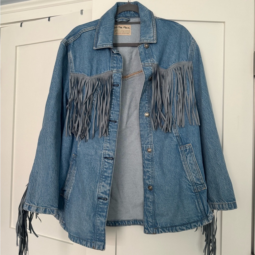 Free People Fringe Out Denim Jacket